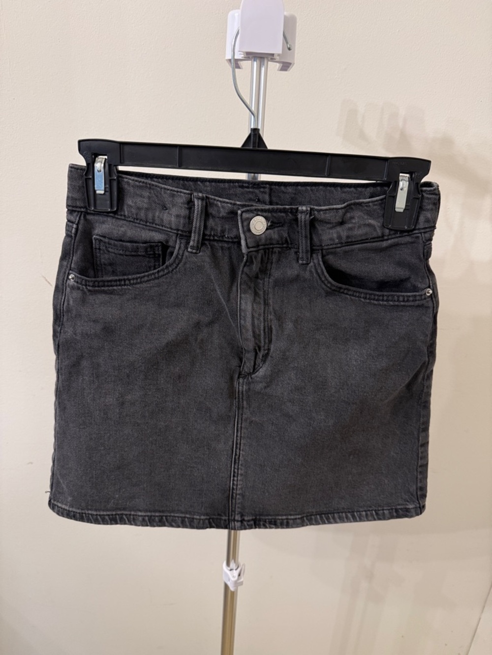 H&M Charcoal Black Denim Midi Skirt